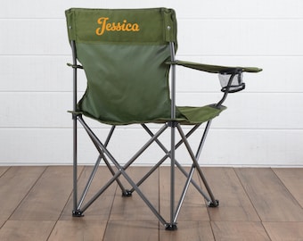 Customized Khaki Green Camp Chair: Personalized Outdoor Folding Chair