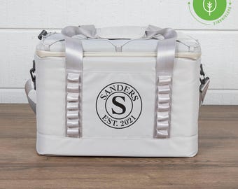 Personalized Gray 24-Can Cooler Bag: Recycled Insulated Lunch Bag