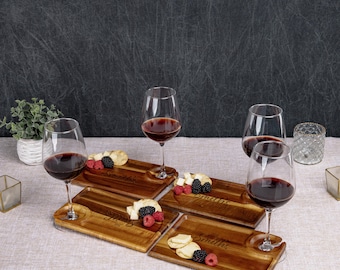 Customized Wine Appetizer Plates: Personalized Charcuterie Board Set of 4
