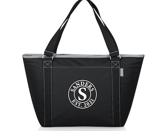Personalized Black Insulated Cooler Bag: 24-Can Family Picnic Tote