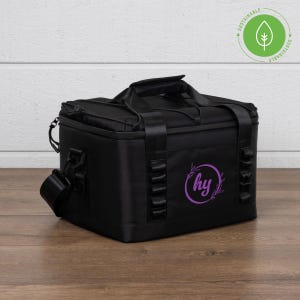 Personalized Black Cooler Bag, Insulated Lunch Box, Recycled Fabric