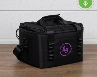 Personalized Black Cooler Bag, Insulated Lunch Box, Recycled Fabric