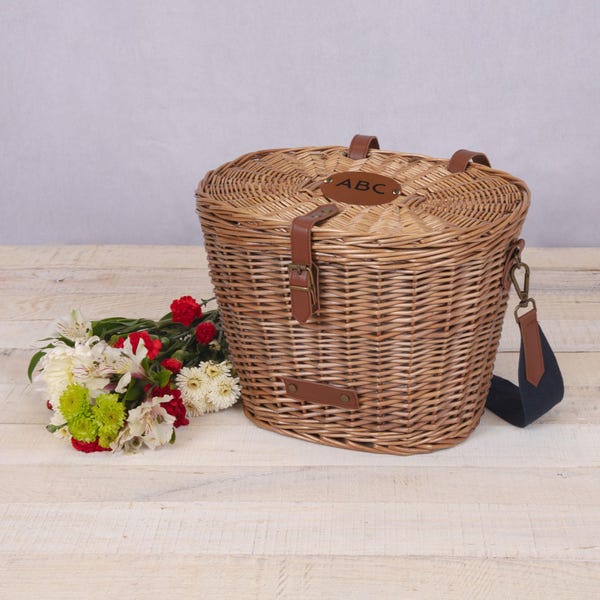 Personalized Bicycle Basket - Chic Wicker Bike Basket - Lovely Gift for Her
