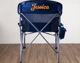 Personalized Navy Blue XL Camping Chair: Heavy Duty Folding Beach Chair