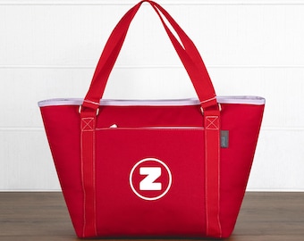 Red Personalized Insulated Cooler Tote Bag: 24-Can Picnic Bag