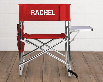 Personalized Red Camp Chair: Lightweight Sports Chair with Side Table
