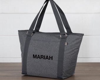 Personalized Heathered Gray Insulated Cooler Bag: 24-Can Family Picnic Tote