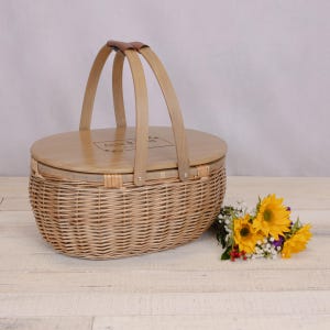 Personalized Picnic Basket for Two | Custom Engraved Gift | Wedding,Anniversary,Birthday Gift | Insulated Picnic Set with Cooler&Serving Lid