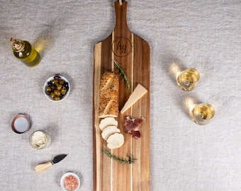 Personalized Live Edge Acacia Charcuterie Board: Rustic Serving Plank