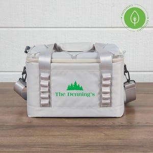 Personalized Gray Cooler Bag, Insulated Lunch Box, Recycled Water Bottle