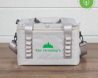 Personalized Gray Cooler Bag, Insulated Lunch Box, Recycled Water Bottle