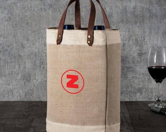 Bolsa térmica personalizada para vino: bolsa de yute y cuero vegano personalizada