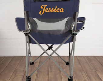 Personalized Navy Blue Folding Camp Chair: Beach, Picnic & Outdoor