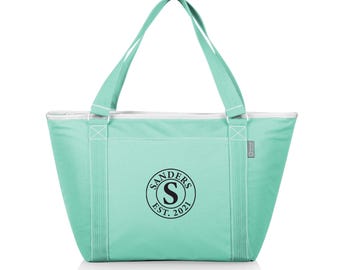 Teal Personalized Insulated Cooler Tote Bag: 24-Can Picnic Bag