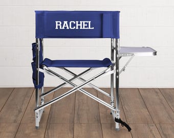 Personalized Navy Camp Chair with Side Table: Lightweight Folding Sports Chair