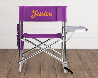 Personalized Purple Camp Chair: Lightweight Sports Chair with Side Table