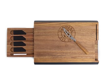 Tabla de quesos de madera de acacia personalizada: tabla de charcutería grabada con marcadores