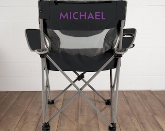 Silla plegable negra personalizada para camping: playa, picnic y actividades al aire libre