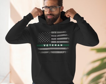 Bandiera militare veterano verde - Felpa con cappuccio premium
