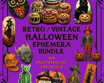 Paquete efímero de Halloween único y divertido: ¡muchos gatos, calabazas, búhos, monstruos y mucho más! Perfecto para tus diarios y álbumes de recortes.