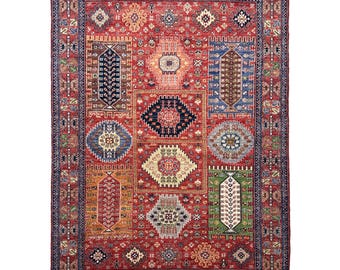 Handmade (5'3" x 6'10") Waziri Tribal Wool Rug - Oriental Afghan Rug for Living Room - Bedroom Rug - 5x7 Rug