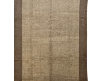 Handmade (7&#39;9&#39;&#39; x 11&#39;2&#39;&#39;) Natural Wool Modern Gabbeh Area Rug - Brown Gray Wool Thick Pile Area Rug for Living Room - 8x11 Rug