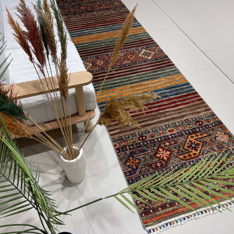 Handmade 2'8'' X 9'11 Khorjin Afghan Tribal Oriental Wool Runner Rug Hallway Runner Stair Runner