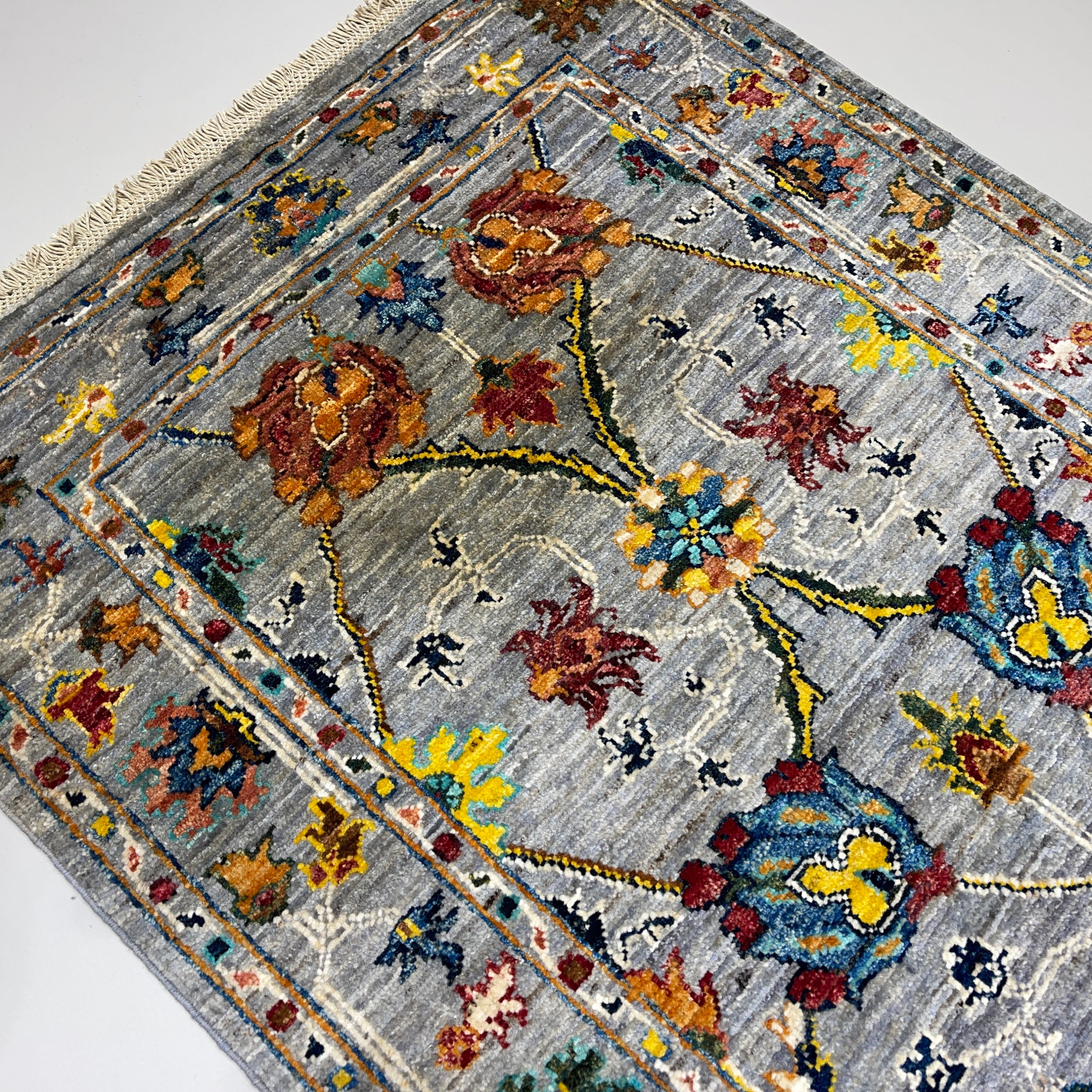 ハンドメイド (2'9'' x 8'5'') ブルー スルタニ アフガニスタン