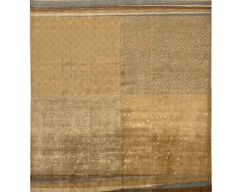 Handgemaakt (8'0'' x 9'9'') modern Afghaans Gabbeh wollen vloerkleed - 8x10 vloerkleed