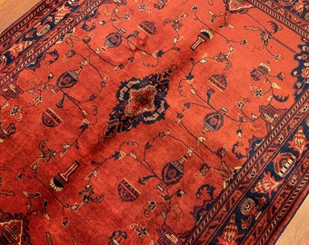 Handmade (4&#39;1&#39;&#39; x 5&#39;9&#39;&#39;) Oriental Khal Mohammadi Afghan Rug - Vegetable Dye Oriental Wool Rug - 4x6 Rug