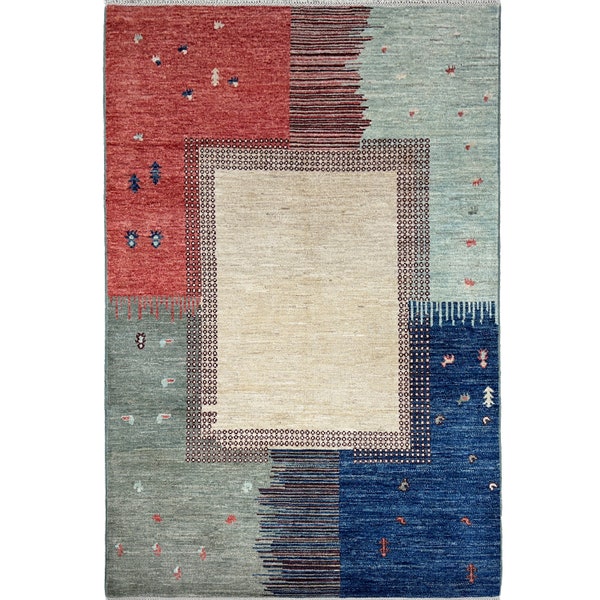 Handmade (6'2" x 9'4") Moroccan Wool Area Rug - Colorful Berber Rug for Bedroom - Rug for Living Room - 6x9 Rug - Boho Room Decor Rug