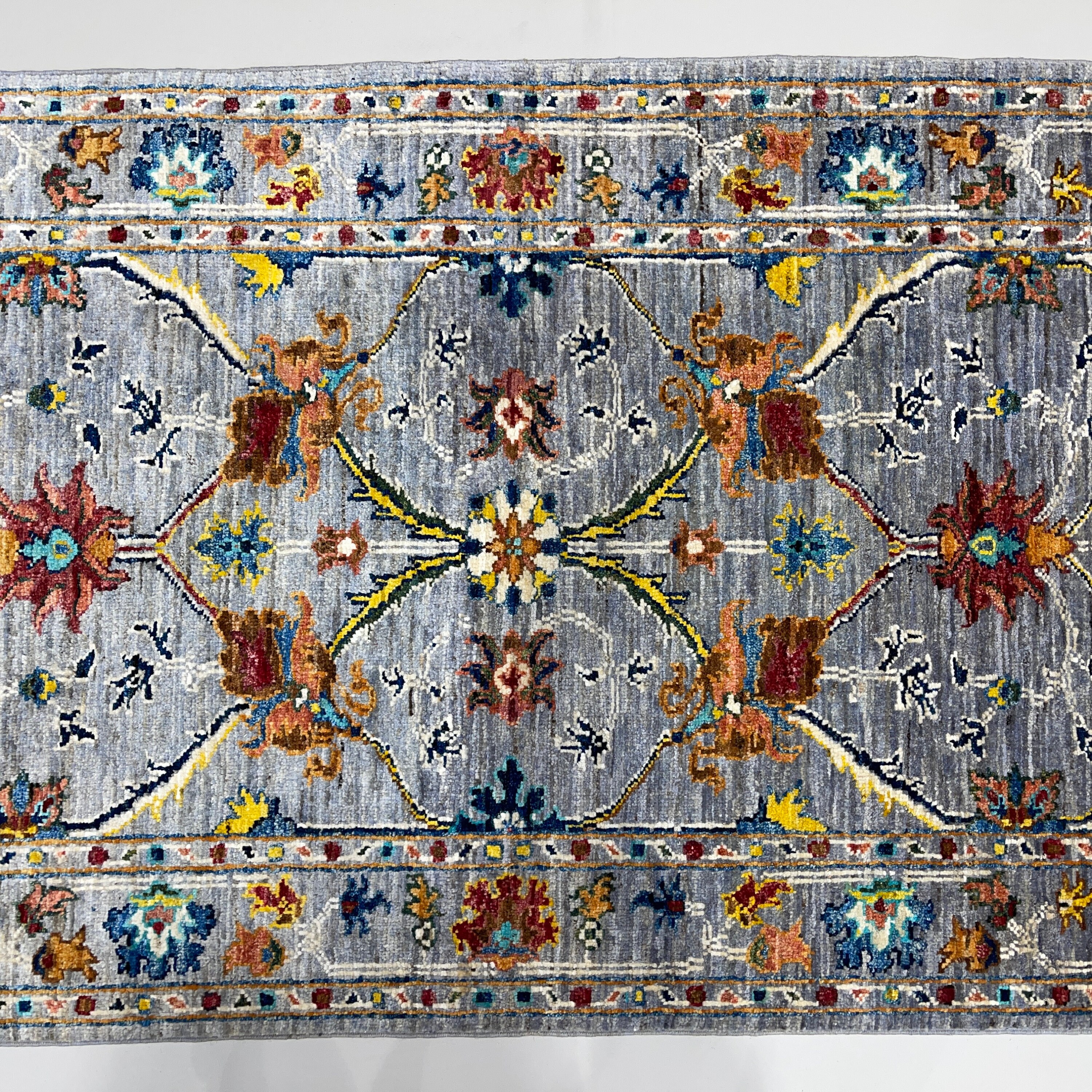 ハンドメイド (2'9'' x 8'5'') ブルー スルタニ アフガニスタン