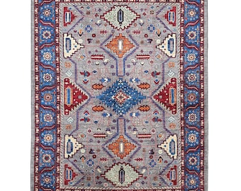 Tappeto fatto a mano (5' x 7') in lana blu turco Oushak per soggiorno - tappeto orientale per camera da letto 5x7
