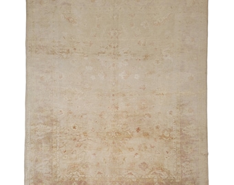 Handmade (9'4'' x 11'6") Vintage Turkish Oushak Wool Area Rug -  Anatolian Retro Rug - 9x12 Rug