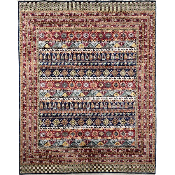 Handmade (8' x 10') Boho Nomadic Tribal Area Rug -  Fine Afghan Oriental Wool Area Rug for Living Room - Room Decor - 8x10 Rug