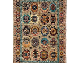Handmade (4'11'' x 6'8") Waziri Tribal Area Rug - Oriental Wool Rug for Living Room - Bedroom Rug - 5x7 Rug