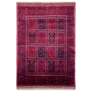 Handmade (3&#39;3&#39;&#39; x 4&#39;11&#39;&#39;) NEW Premium Burgundy Khal Mohammadi Afghan Rug - Bakhtiari Oriental Wool Rug for Kitchen Rug - Entryway Rug