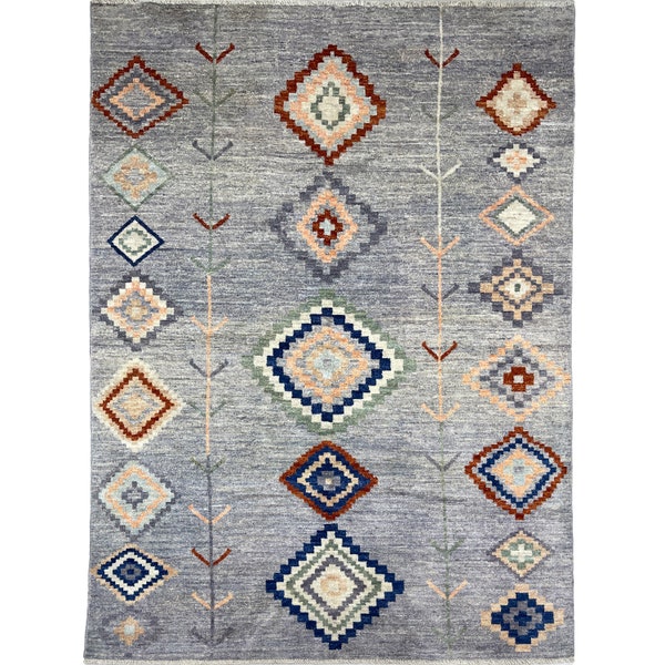 Handmade (6' x 9') Moroccan Wool Area Rug - Wool Rug for Bedroom - Rug for Living Room - 6x9 Rug - Boho Room Decor Rug