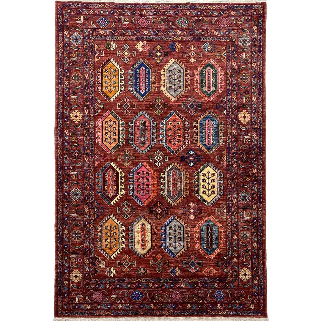 Waziri Rug Handmade (5'10'' X 8'6'') Waziri Tribal Wool Area Rug for Living Room ...