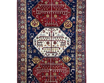 Handmade (5' x 8') Afghan Tribal Wool Area Rug for Living Room - Oriental Bedroom Rug 5x8