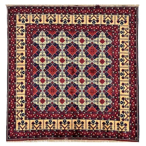 Handmade (6&#39;2&#39;&#39; x 6&#39;3&#39;&#39;) Square Afghan Area Rug - Vegetable Dye Oriental Wool Rug for Living Room - Kitchen Rug