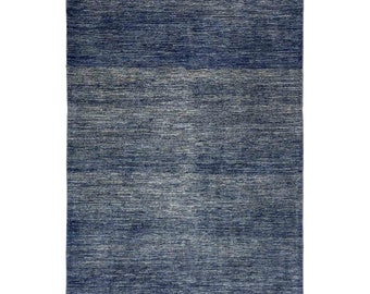 Handmade (4'10" x 7'8") Natural Blue Scandinavian Style Afghan Gabbeh Wool Area Rug - 5x8 Rug