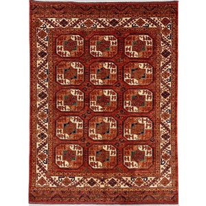 Handmade (5&#39;8&#39;&#39; x 8&#39;3&#39;&#39;) Rust Orange Qashqai Tribal Area Rug - Oriental Caucasian Plush Wool Rug for Living Room - 6x8 Rug