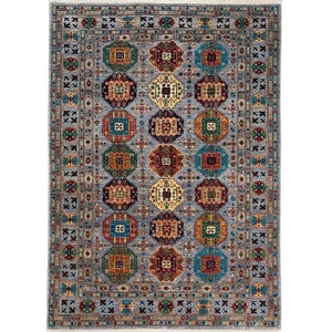 Handmade (5&#39;6&quot; x 7&#39;11&quot;) Waziri Tribal Wool Area Rug for Living Room - Afghan Oriental Rug for Bedroom - 5x8 Rug