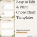 Editable &amp; Printable Chore Charts Digital Download Chore - Etsy