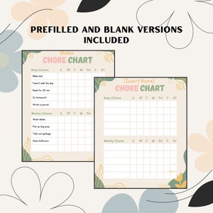 Editable &amp; Printable Chore Charts | Digital Download | Chore Template ...