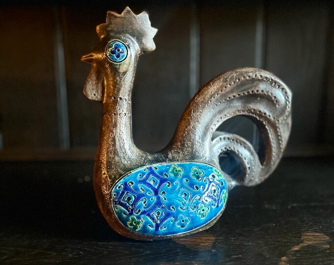 Exceptional Bitossi Italy Ceramic Rooster Designed by Aldo Londi in ...