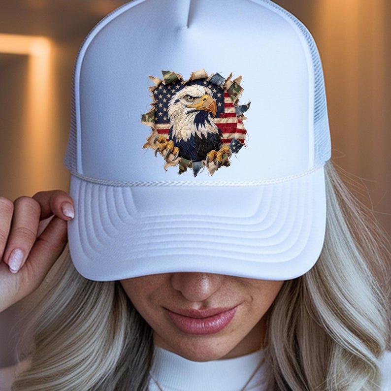 Patriotic Eagle Trucker Hat American Flag Hat 4th of July Hat Vintage ...