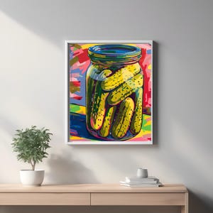 Pickle Jar Wall Art Funny Pickle Lover Gift Maximalist Kitchen Art Dopamine Décor Unique Foodie Gift Food Art for Wall Décor Pickle Print