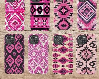 Society6 iPhone4/4S,5用 Pink Turquoise Girly Aztec Andes SEAMLESS Pattern Grunge Cowhide Aztec Hot Pink Digital